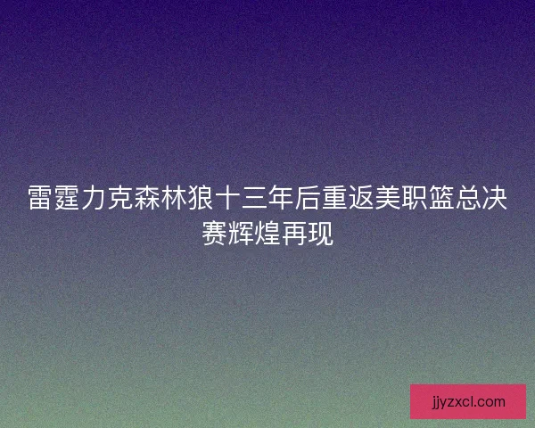 雷霆力克森林狼十三年后重返美职篮总决赛辉煌再现